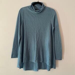 Eileen Fisher Blue Turtleneck Sweater Oversized Wool Blend Women's size Small